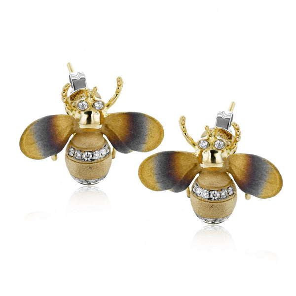 Bee Earrings in 18k Gold with Diamonds - Simon G. Jewelry