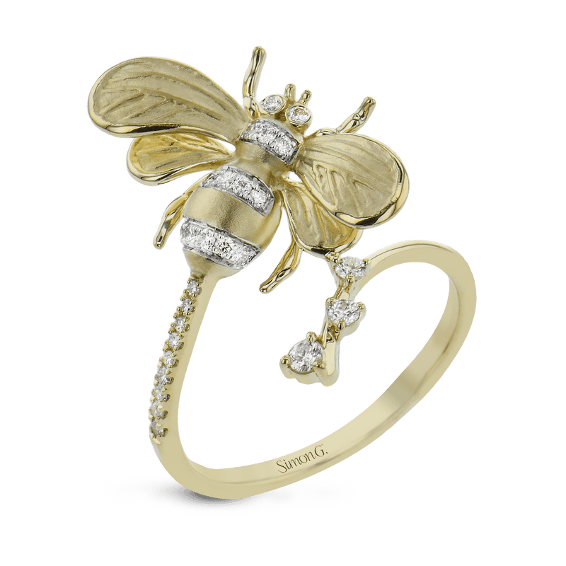 Bee Fashion Ring In 18k Gold With Diamonds - Simon G. Jewelry