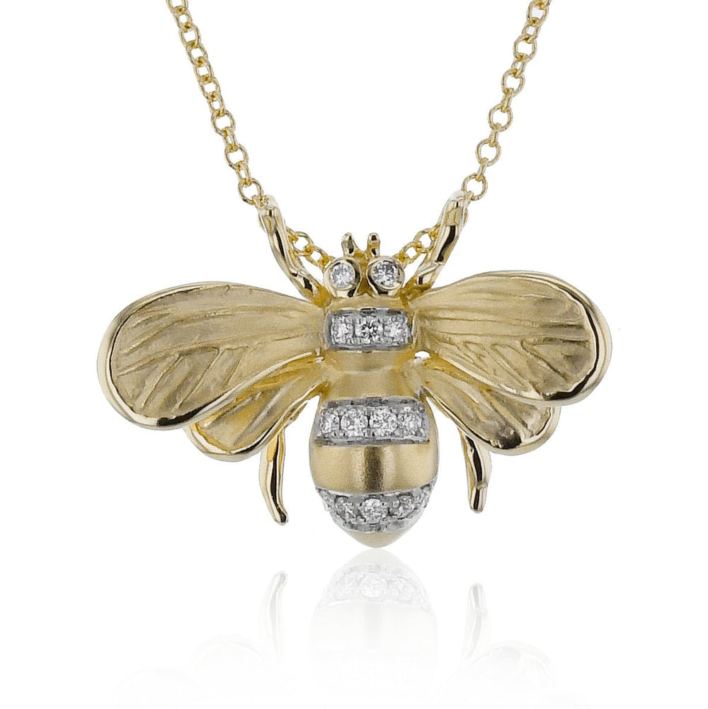 Bee Pendant Necklace in 18k Gold with Diamonds Simon G. Jewelry