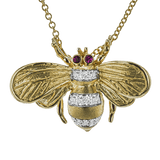 Bee Pendant Necklace in 18k Gold with Diamonds - Simon G. Jewelry