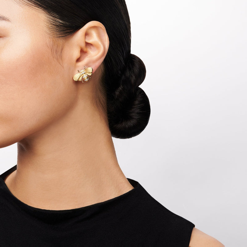 Tiny Honey Bee Stud Earrings 14k Gold Sterling Silver – Le Serey Tiny Honey Bee Stud Earrings 14k Gold Sterling Silver – Le Serey