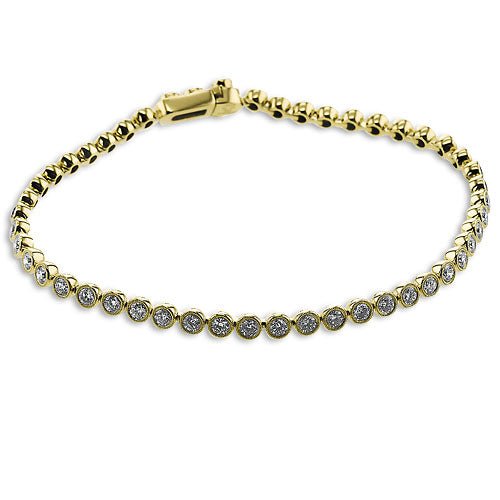 Bezel-Set Diamond Tennis Bracelet in 18k Gold - Simon G. Jewelry