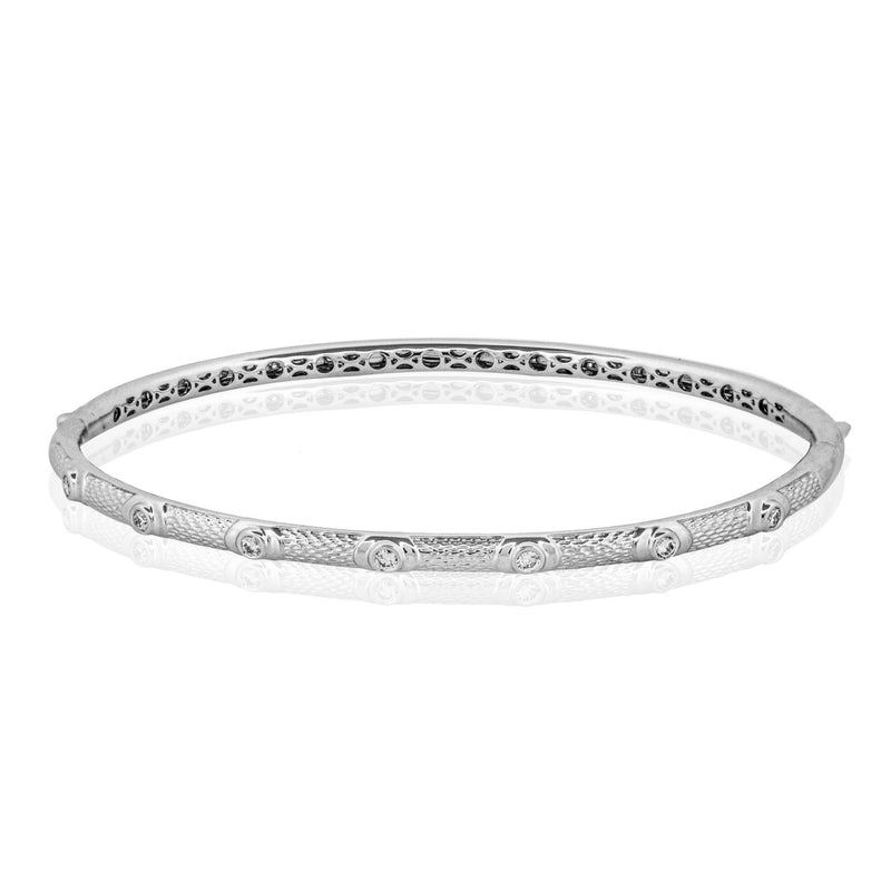 Brushed Bangle in 18k Gold with Diamonds - Simon G. Jewelry