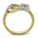 Buckle Fashion Ring In 18k Gold With Diamonds - Simon G. Jewelry