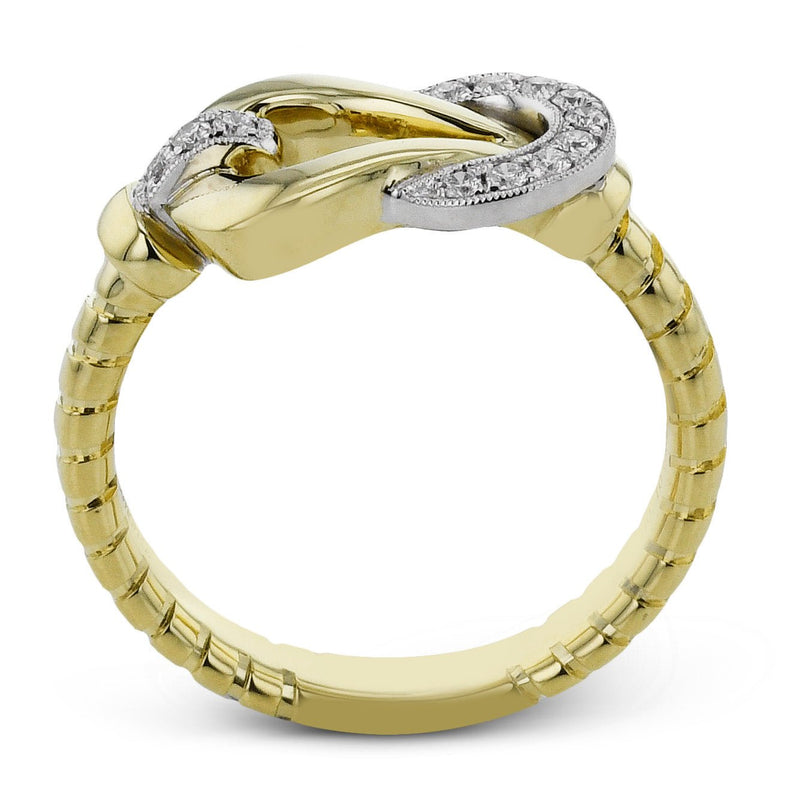 Buckle Fashion Ring In 18k Gold With Diamonds - Simon G. Jewelry