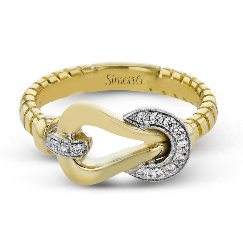 Buckle Fashion Ring In 18k Gold With Diamonds - Simon G. Jewelry