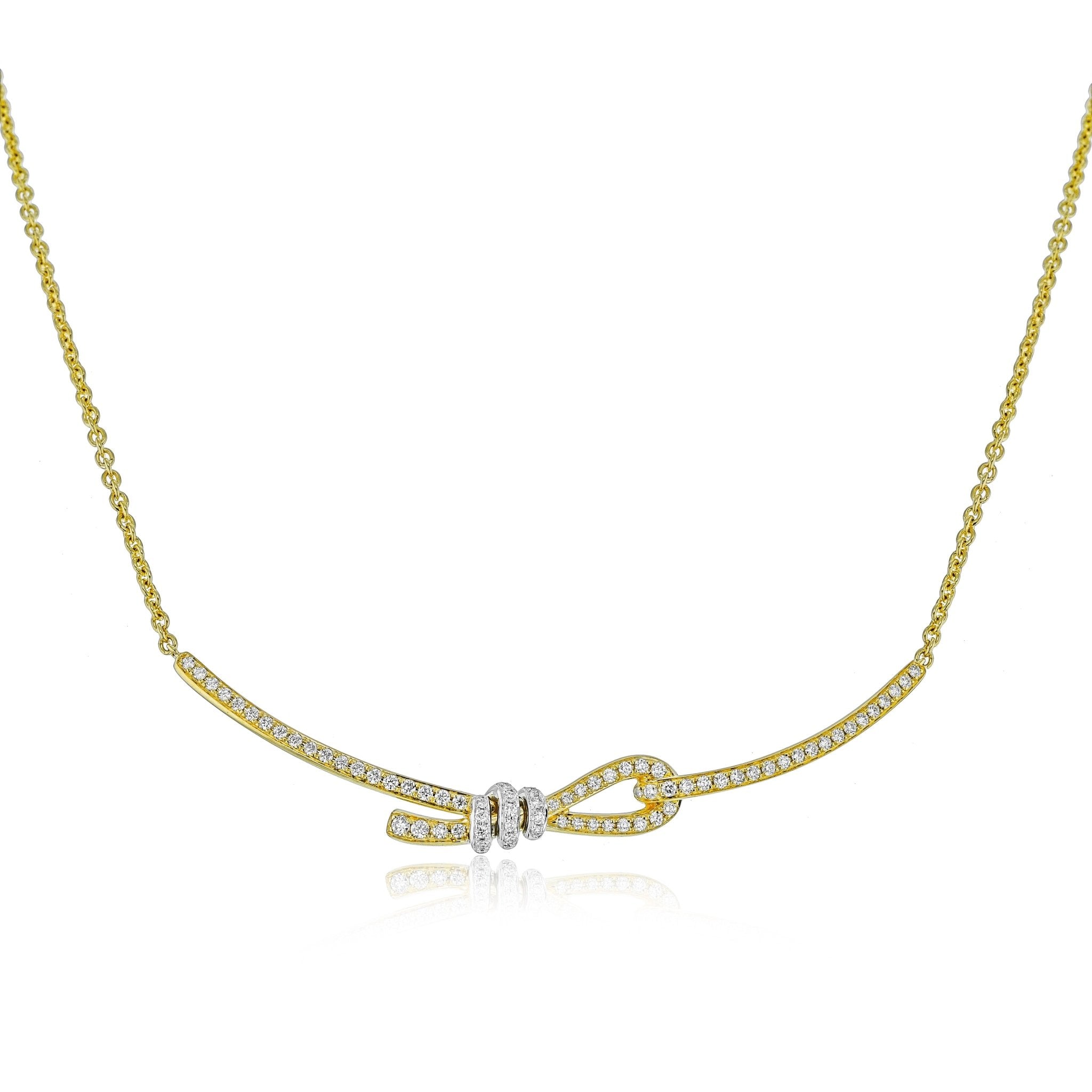 Buckle Necklace in 18k Gold with Diamonds - Simon G. Jewelry