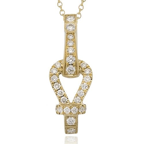 Buckle Pendant Necklace in 18k Gold with Diamonds - Simon G. Jewelry