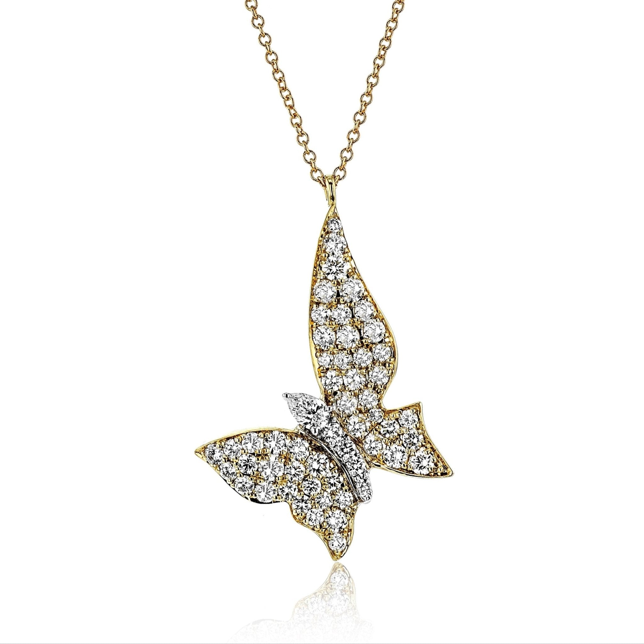 Butterfly Pendant in 18k Gold with Diamonds - Simon G. Jewelry