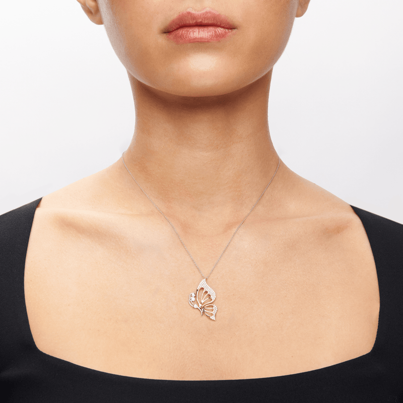 Butterfly Pendant Necklace in 18k Gold with Diamonds - Simon G. Jewelry