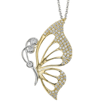 Butterfly Pendant Necklace in 18k Gold with Diamonds - Simon G. Jewelry