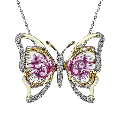 Butterfly Tourmaline Pendant in 18k Gold with Diamonds - Simon G. Jewelry