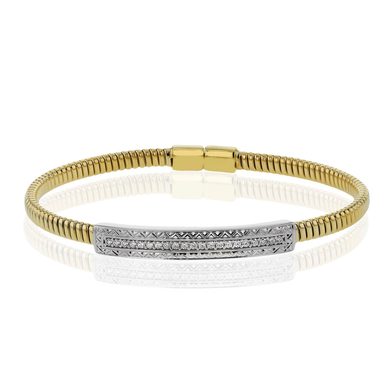 Cable Bangle in 18k Gold with Diamonds - Simon G. Jewelry