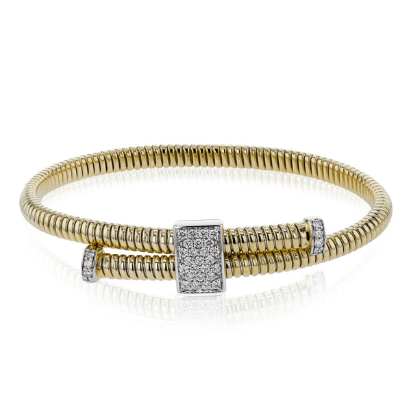 Cable Bangle in 18k Gold with Diamonds - Simon G. Jewelry