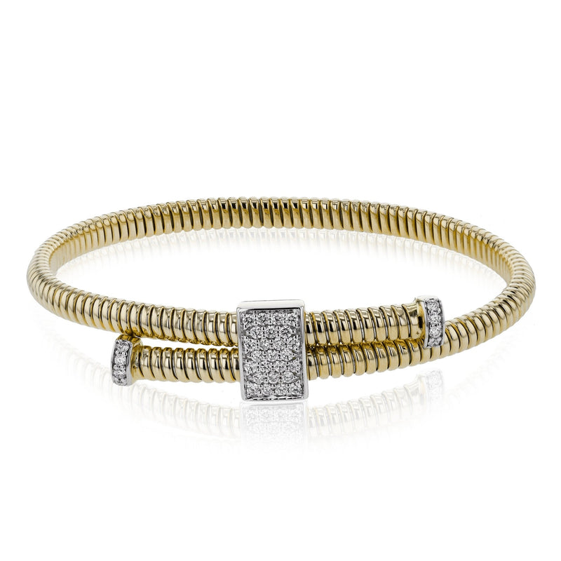 Cable Bangle in 18k Gold with Diamonds - Simon G. Jewelry