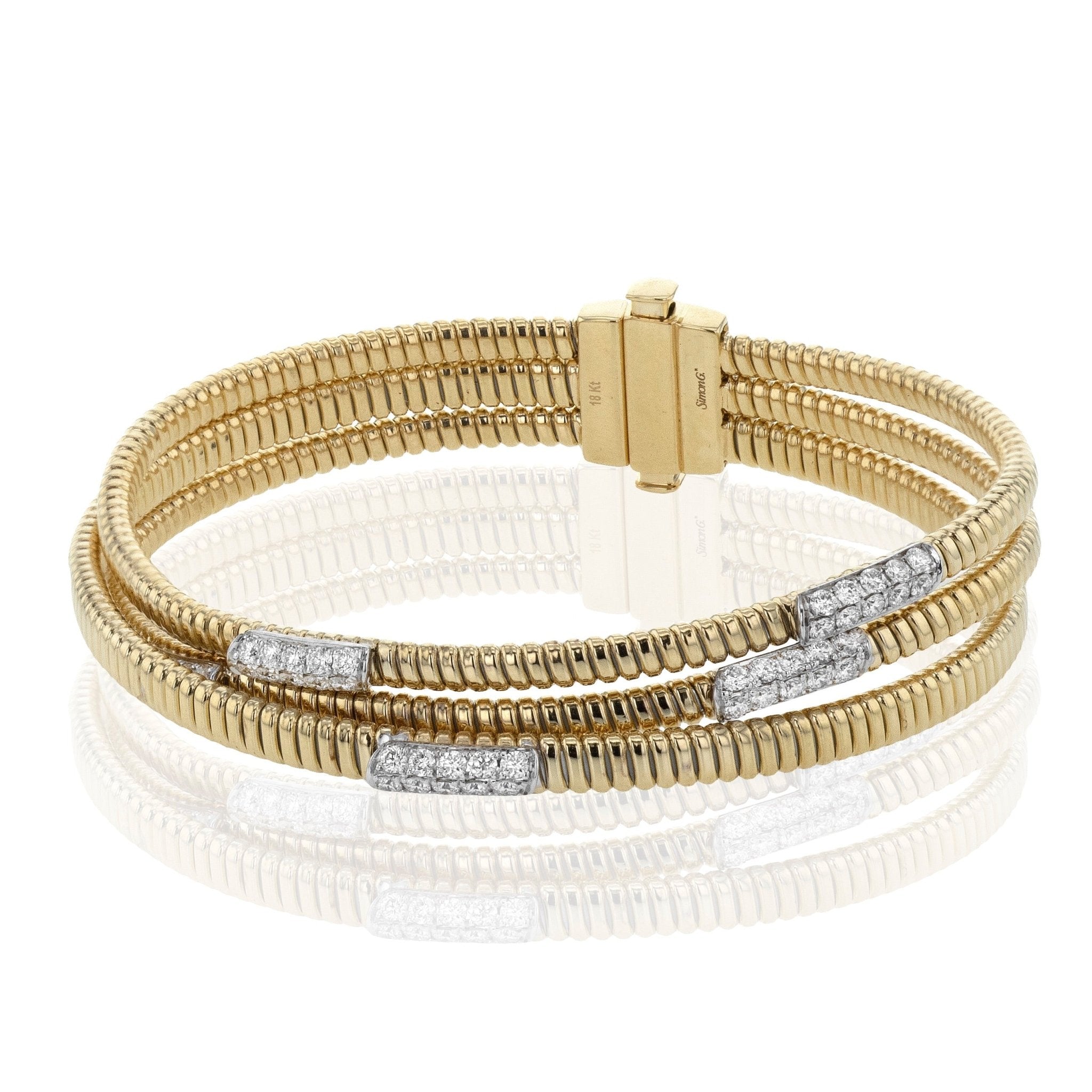 Cable Bangle in 18k Gold with Diamonds - Simon G. Jewelry
