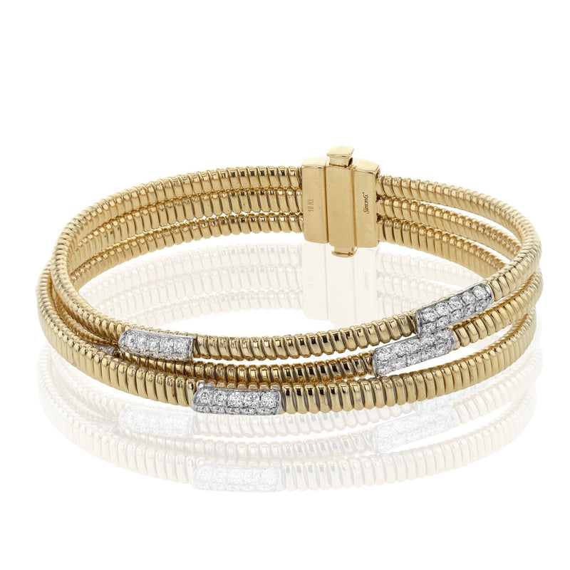 Cable Bangle in 18k Gold with Diamonds - Simon G. Jewelry