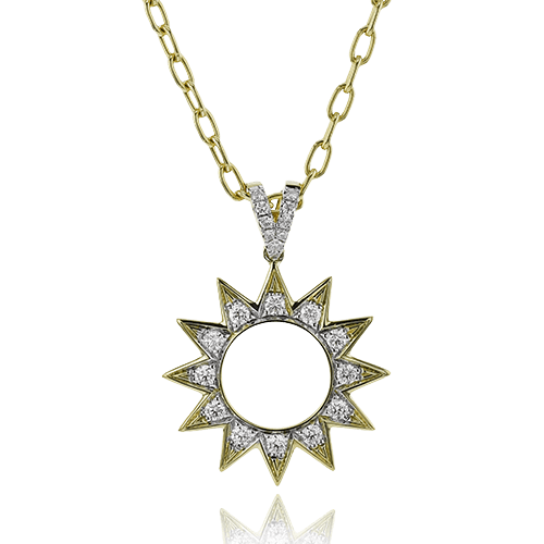 Celestial Medallion Pendant Necklace in 18k Gold with Diamonds - Simon G. Jewelry
