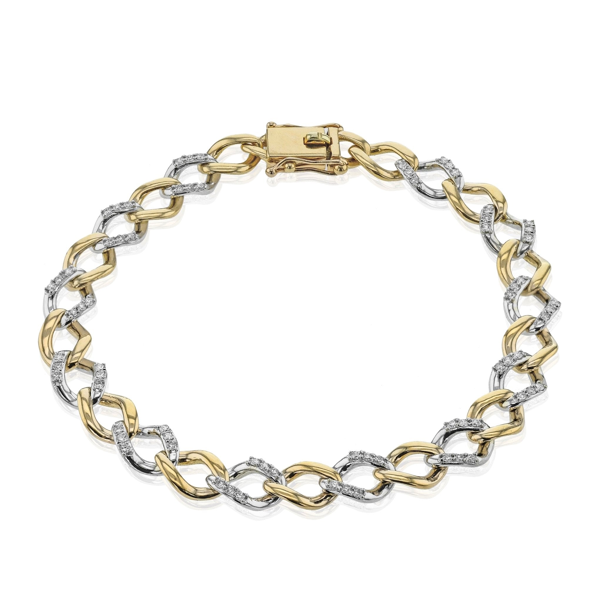 Chain Link Bracelet in 18k Gold with Diamonds - Simon G. Jewelry
