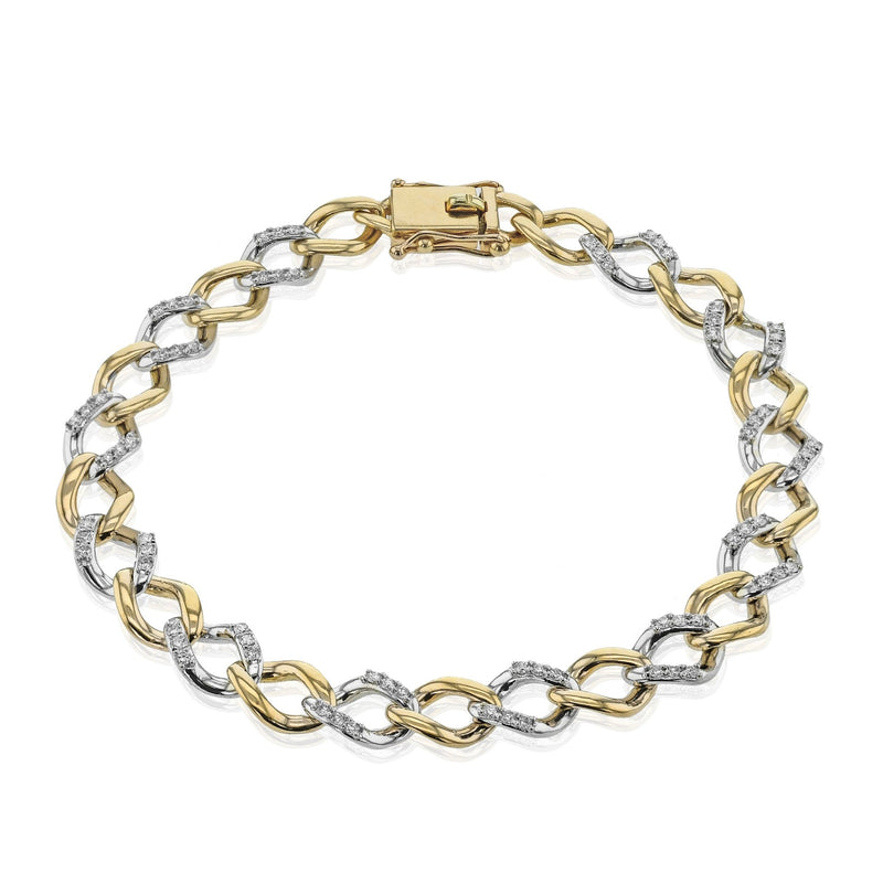 Chain Link Bracelet in 18k Gold with Diamonds - Simon G. Jewelry