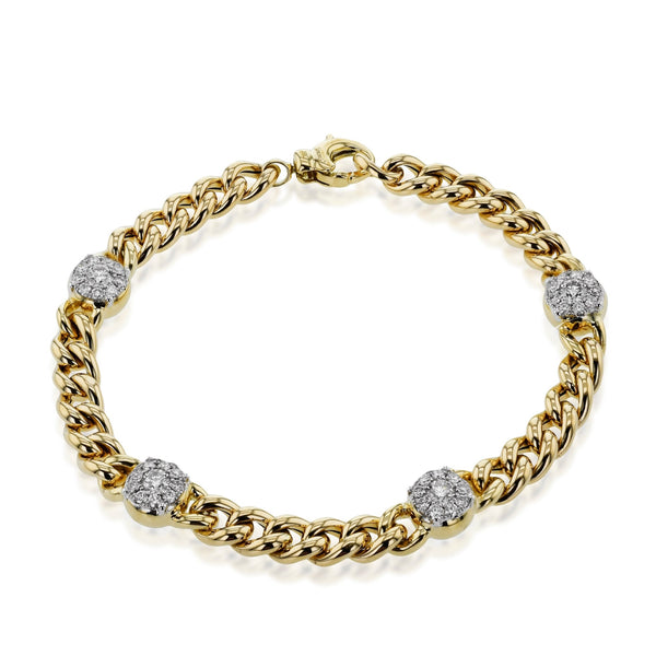 Chain Link Bracelet in 18k Gold with Diamonds - Simon G. Jewelry