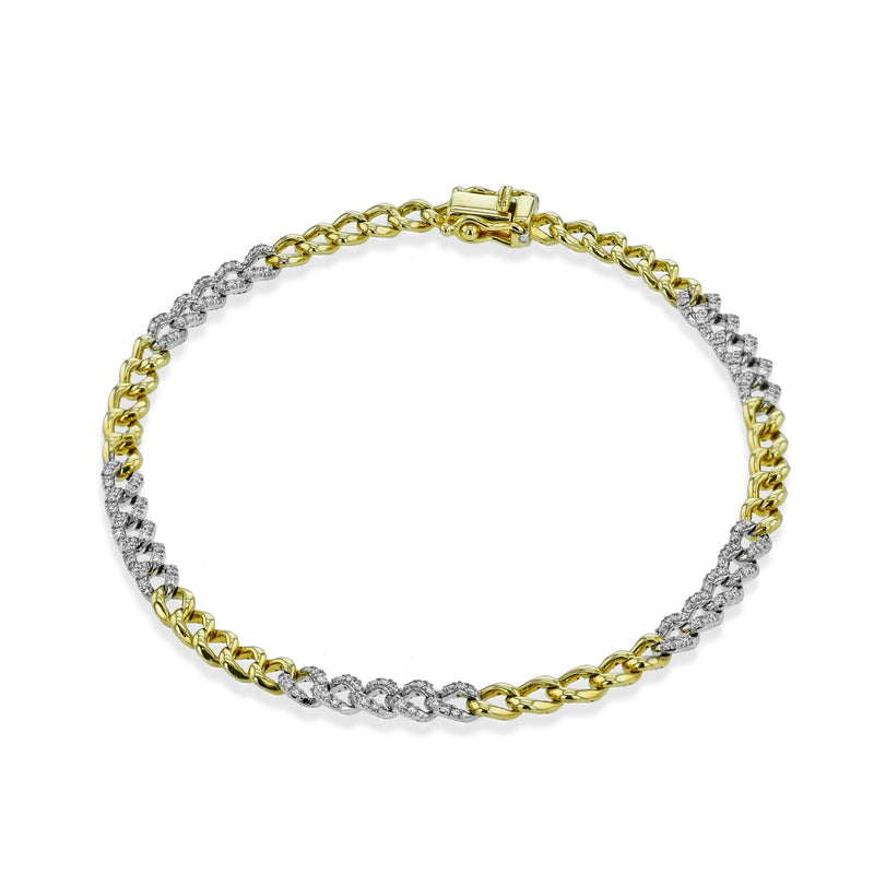 Chain Link Bracelet in 18k Gold with Diamonds - Simon G. Jewelry