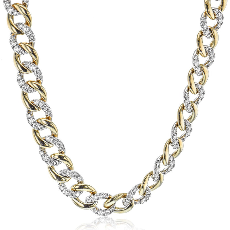 Chain Link Necklace in 18k Gold with Diamonds - Simon G. Jewelry