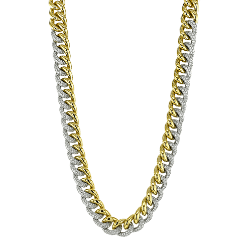 Chain Link Necklace in 18k Gold with Diamonds - Simon G. Jewelry