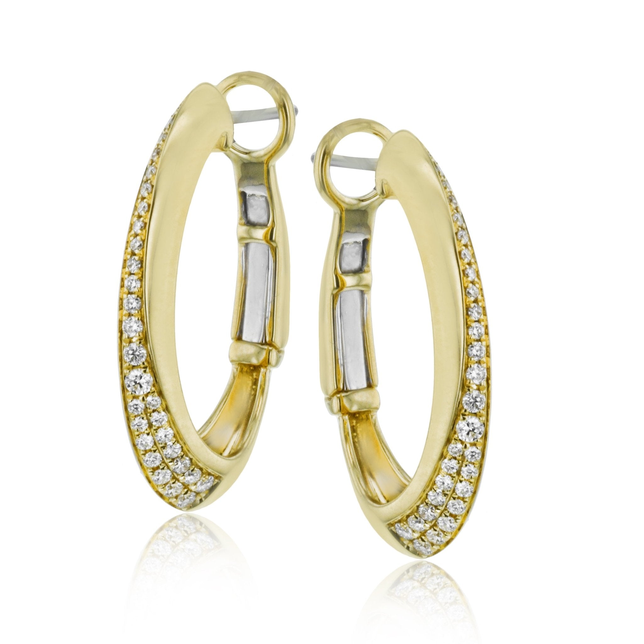 Clio Hoop Earrings in 18k Gold with Diamonds - Simon G. Jewelry