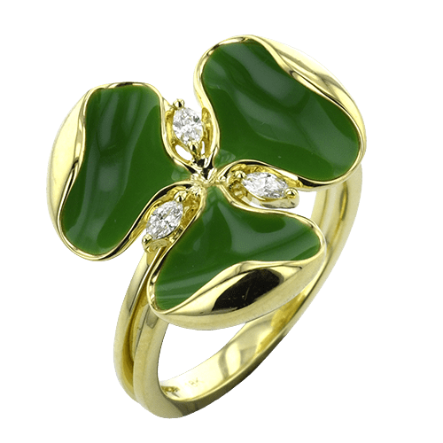 Clover Fashion Ring in 18k Gold with Diamonds - Simon G. Jewelry