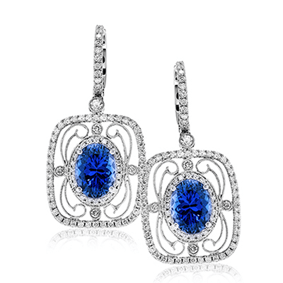 Color Earring in 18k Gold with Diamonds - Simon G. Jewelry