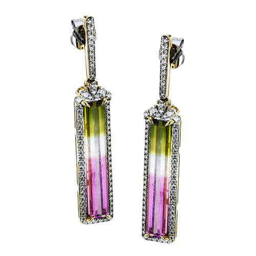 Color Earring in 18k Gold with Diamonds - Simon G. Jewelry