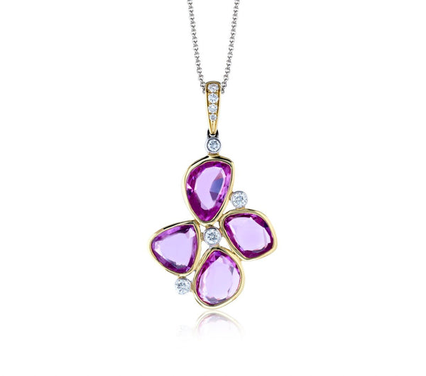 Color Pendant in 18k Gold with Diamonds & Sapphires - Simon G. Jewelry