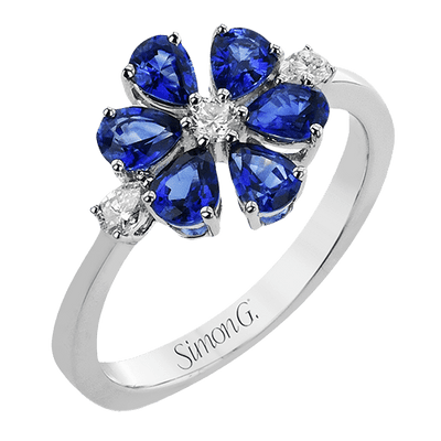 Sapphire Flower Ring in 18k Gold with Diamonds – Simon G. Jewelry