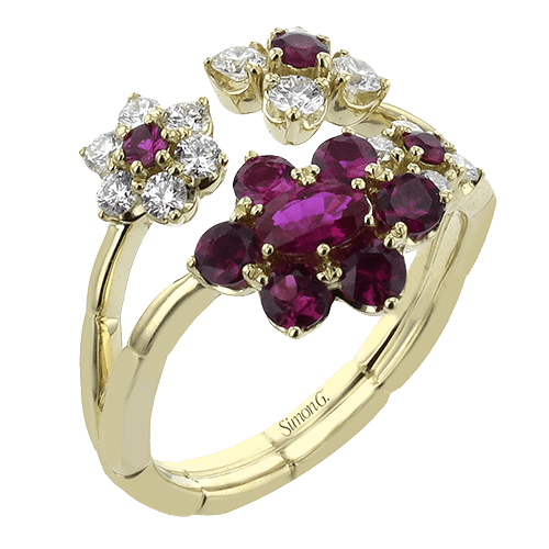 Color Ring In 18k Gold With Diamonds - Simon G. Jewelry