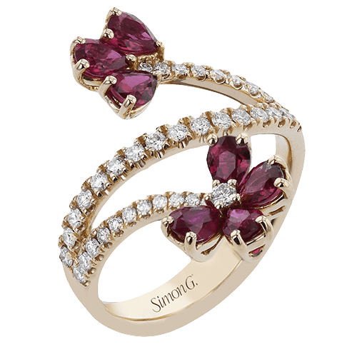 Color Ring In 18k Gold With Diamonds - Simon G. Jewelry