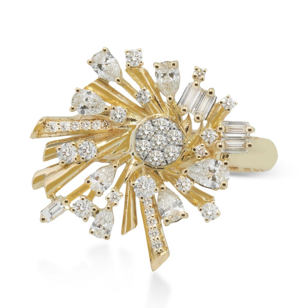 Cosmic Cluster Fashion Ring in 18k Gold with Diamonds - Simon G. Jewelry