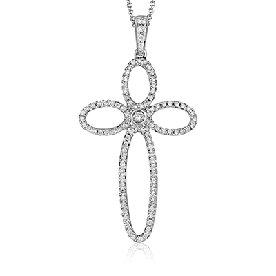 Cross Pendant Necklace in 18K Gold with Diamonds - Simon G. Jewelry