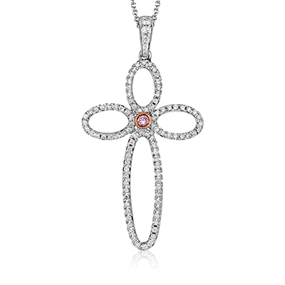 Cross Pendant Necklace in 18K Gold with Diamonds - Simon G. Jewelry
