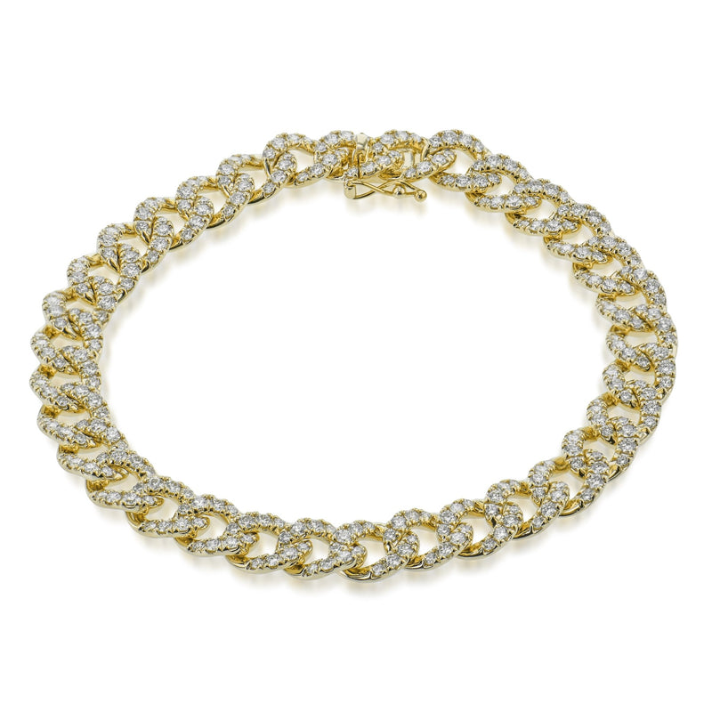 Cuban Link Bracelet in 18k Gold with Diamonds - Simon G. Jewelry