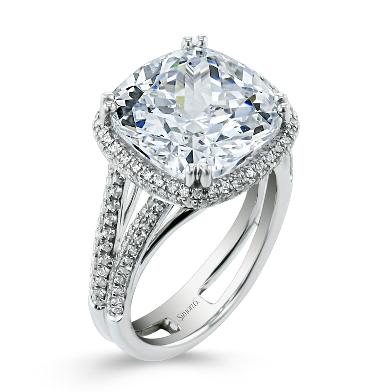 Cushion - cut Halo Engagement Ring in 18k Gold with Diamonds - Simon G. Jewelry