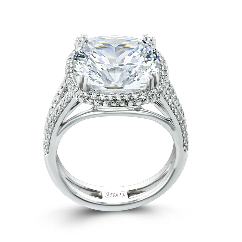 Cushion - cut Halo Engagement Ring in 18k Gold with Diamonds - Simon G. Jewelry