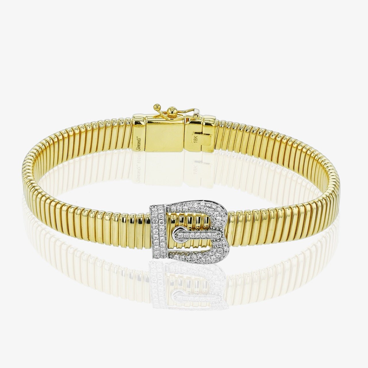 Diamond Buckle Ribbed Bracelet - Simon G. Jewelry