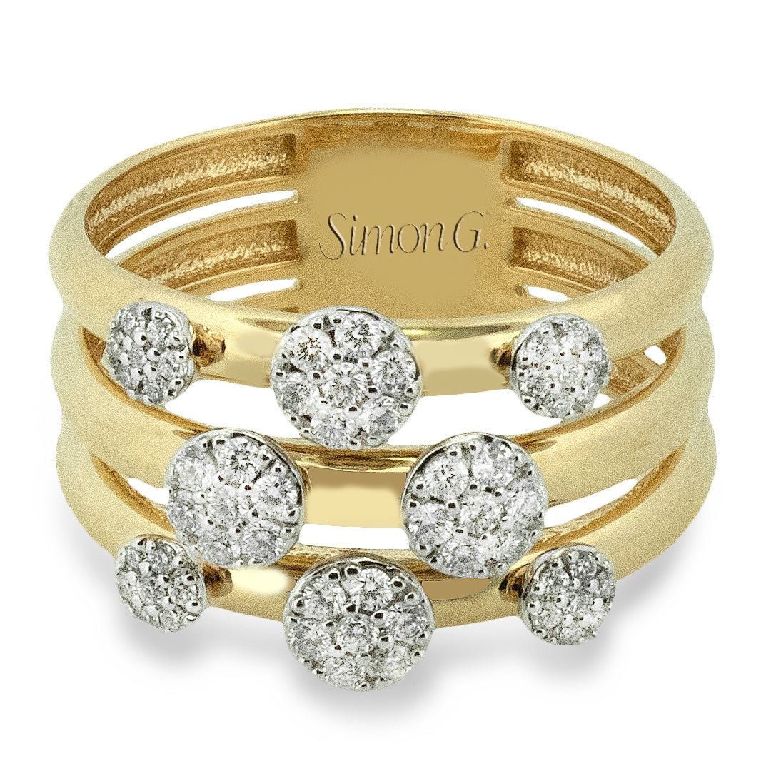 Diamond Cluster Multi-Band Ring in 18k Gold - Simon G. Jewelry