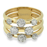 Diamond Cluster Multi-Band Ring in 18k Gold - Simon G. Jewelry