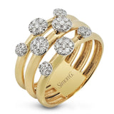 Diamond Cluster Multi-Band Ring in 18k Gold - Simon G. Jewelry