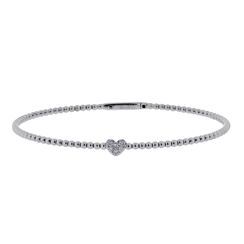 Diamond Heart Beaded Bangle in 18k Gold - Simon G. Jewelry