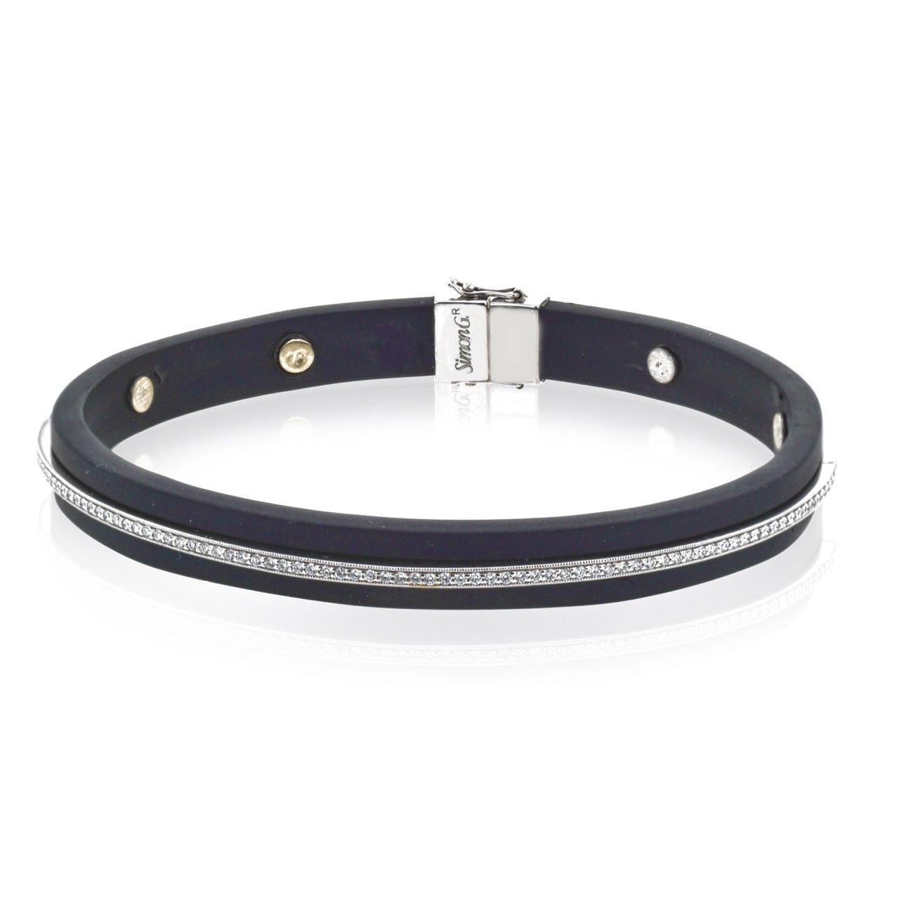 Diamond Inlay Rubber Bangle Bracelet - Simon G. Jewelry