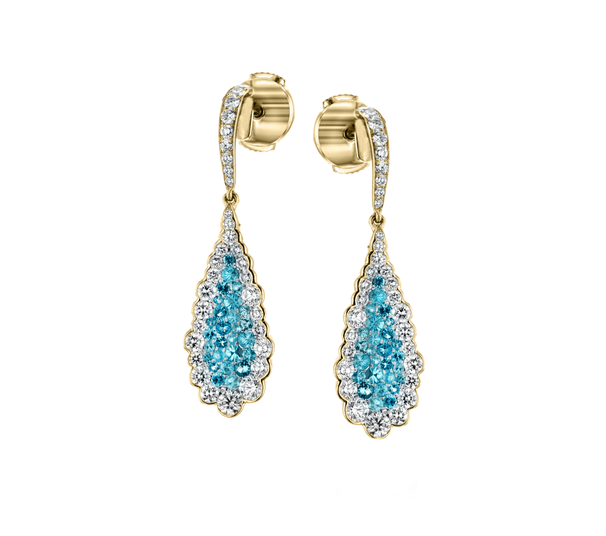 Diamond & Paraiba Drop Earrings - Simon G. Jewelry