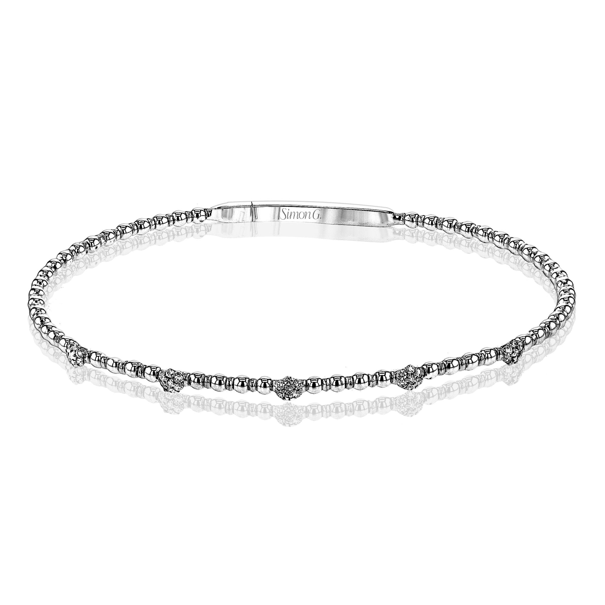 Diamond Station Bangle in 18k Gold with Diamonds - Simon G. Jewelry